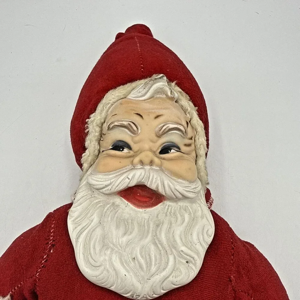 Vintage Rushton Co Rubber Face & Beard Santa Claus Plush Figure/Doll 14”